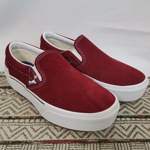 Vans Suede Upper Burgendy Platform Slip Ons